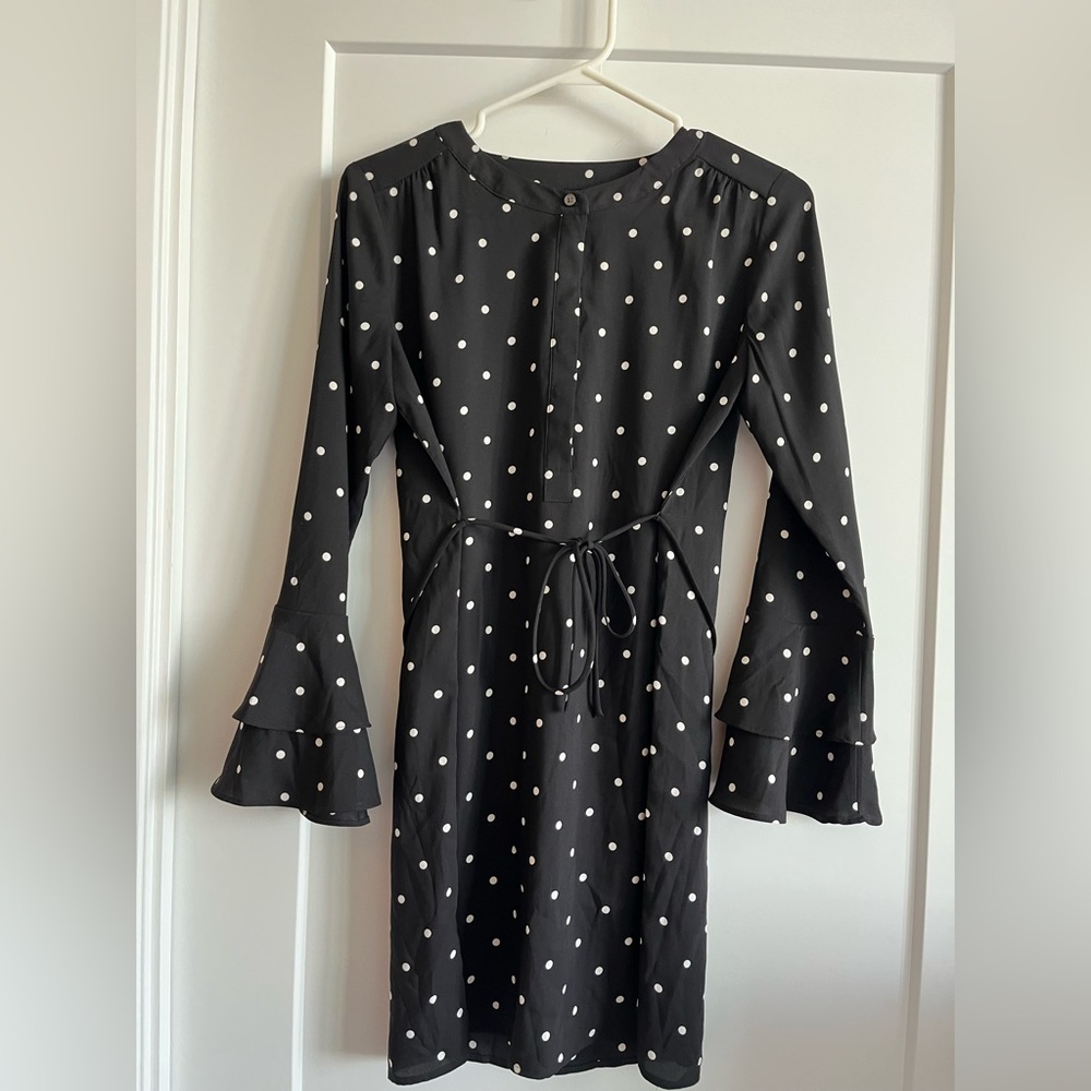 Loft Petite Bell-sleeve Polka Dot Dress